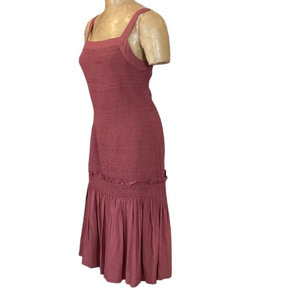 Anthropologie Escondido Sleeveless Dress Sz M Burgundy Smocked #300B - Picture 5 of 10